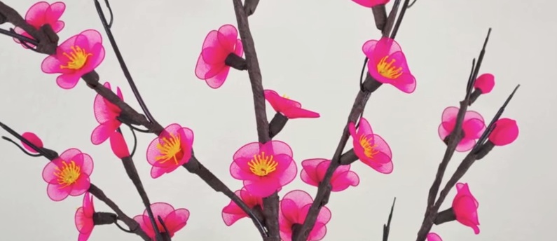 C&#225;ch l&#224;m hoa đ&#224;o bằng vải voan đ&#243;n Tết th&#234;m rộn r&#224;ng