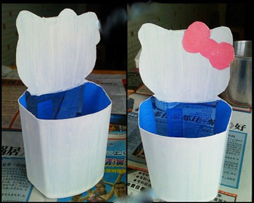T&#225;i chế vỏ chai nhựa để học c&#225;ch l&#224;m hộp b&#250;t Hello Kitty đ&#225;ng y&#234;u