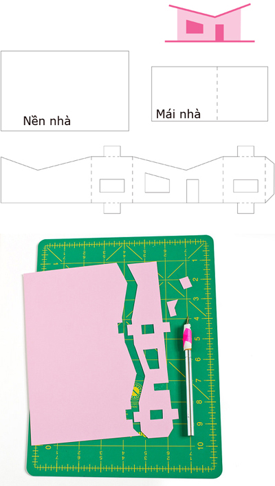 C&#225;ch l&#224;m ng&#244;i nh&#224; 2 gian bằng giấy b&#236;a trang tr&#237; b&#224;n học