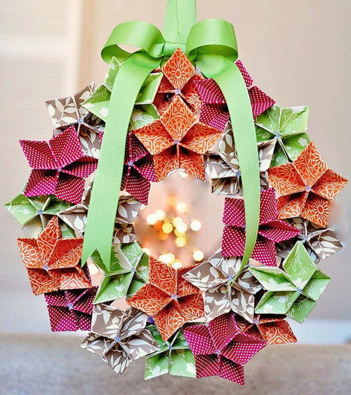 C&#225;ch l&#224;m v&#242;ng hoa giấy origami trang tr&#237; Gi&#225;ng sinh