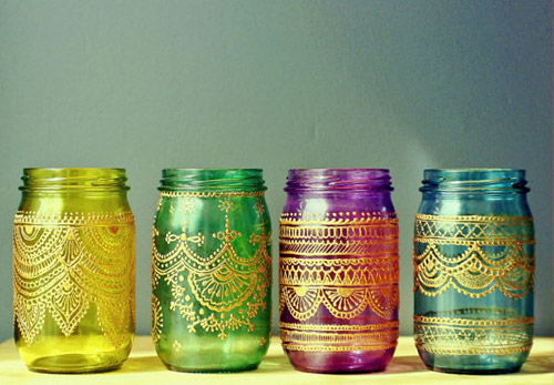 C&#225;ch vẽ henna trang tr&#237; lọ thủy tinh cực ngộ cực độc
