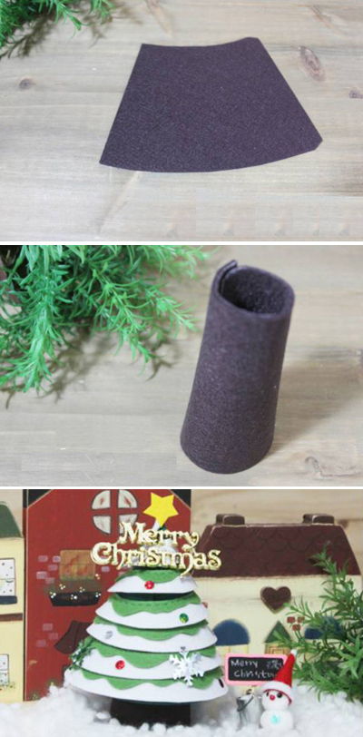D&#249;ng vải dạ tạo c&#226;y th&#244;ng Noel cực xinh xắn m&#224; đơn giản