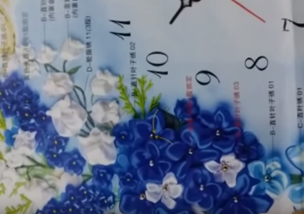 Hướng dẫn c&#225;ch th&#234;u tranh ruy băng với mẫu th&#234;u đồng hồ