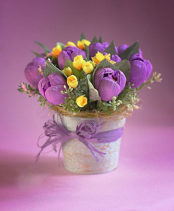 Kh&#233;o tay l&#224;m chậu hoa tulip giấy đ&#243;n năm mới ngọt ng&#224;o
