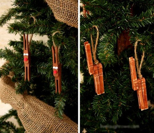 L&#224;m ch&#250; tuần lộc ngộ nghĩnh từ kẹp gỗ trang tr&#237; Noel
