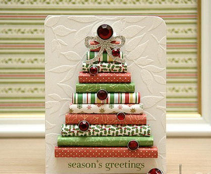 L&#224;m thiệp Gi&#225;ng sinh c&#226;y th&#244;ng Noel xếp th&#225;p giấy