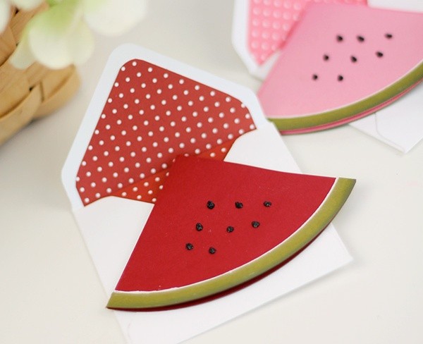 Hướng dẫn l&#224;m thiệp mời h&#236;nh miếng dưa hấu ngon miệng