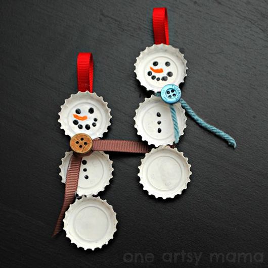 Qu&#225; đơn giản để l&#224;m người tuyết handmade từ nắp chai