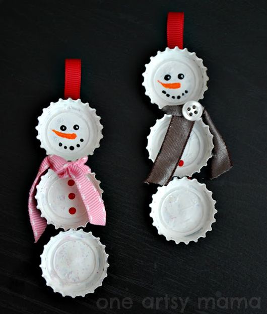 Qu&#225; đơn giản để l&#224;m người tuyết handmade từ nắp chai