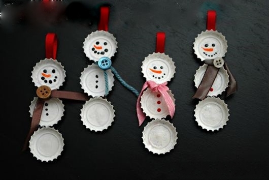 Qu&#225; đơn giản để l&#224;m người tuyết handmade từ nắp chai