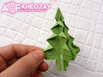 Gấp c&#226;y th&#244;ng Noel phong c&#225;ch Origami dễ l&#224;m m&#224; đẹp