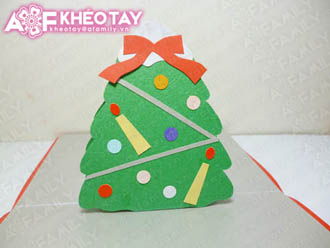 Trổ t&#224;i tự l&#224;m thiệp nổi c&#226;y th&#244;ng Noel tặng bạn b&#232;