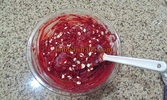 Công thức làm bánh Red velvet white chocolatechip siêu ngon, siêu lạ