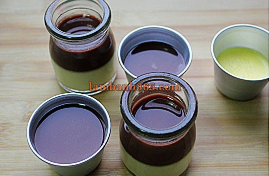 Làm pudding cacao 2 tầng mát lạnh